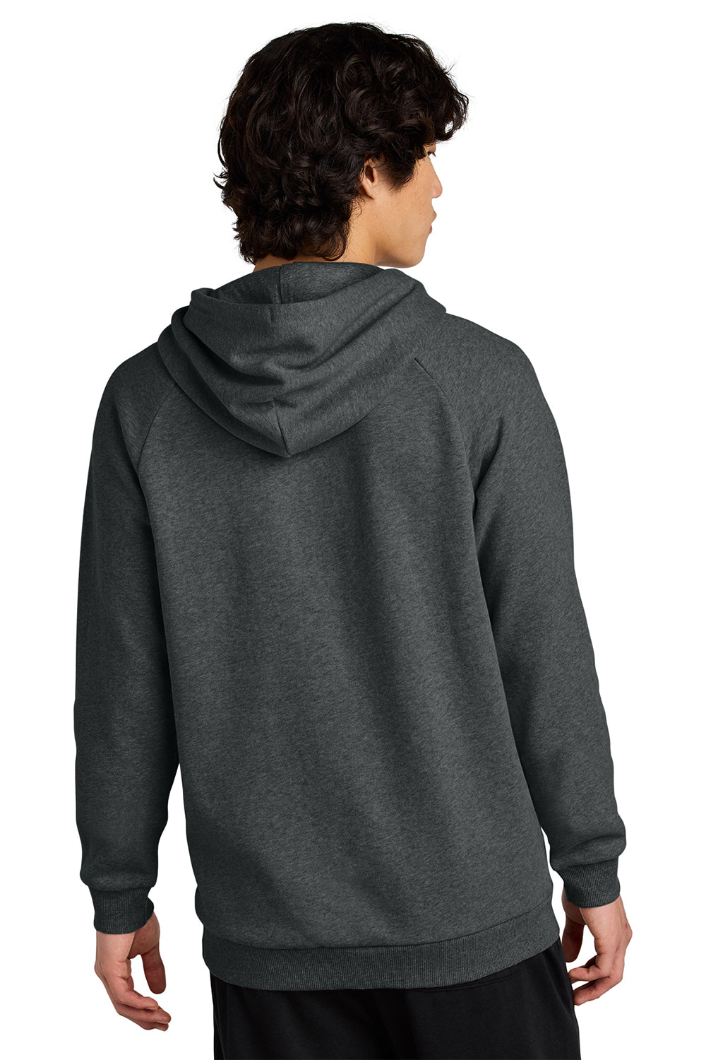 District DT7800 Mens Cloud Fleece Hooded Sweatshirt Hoodie Heather Charcoal Grey Model Back