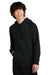 District DT7800 Mens Cloud Fleece Hooded Sweatshirt Hoodie Jet Black Model Front