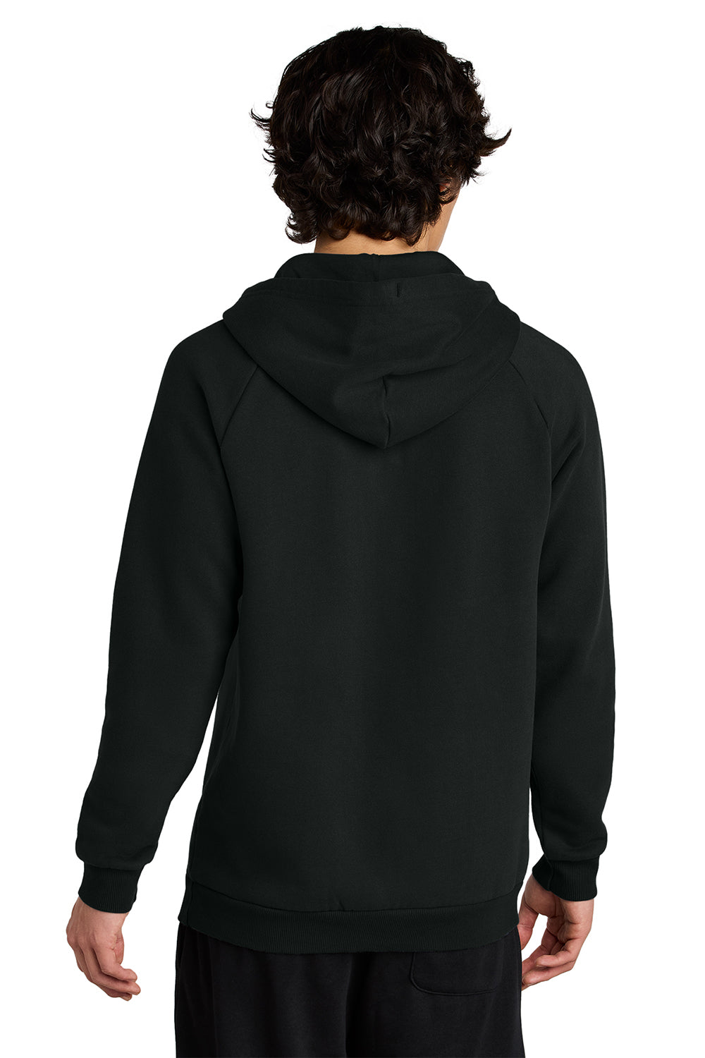 District DT7800 Mens Cloud Fleece Hooded Sweatshirt Hoodie Jet Black Model Back