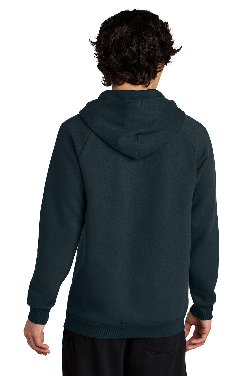 District DT7800 Mens Cloud Fleece Hooded Sweatshirt Hoodie New Navy Blue Model Back