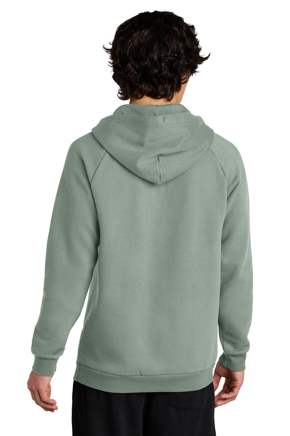 District DT7800 Mens Cloud Fleece Hooded Sweatshirt Hoodie Slate Green Model Back