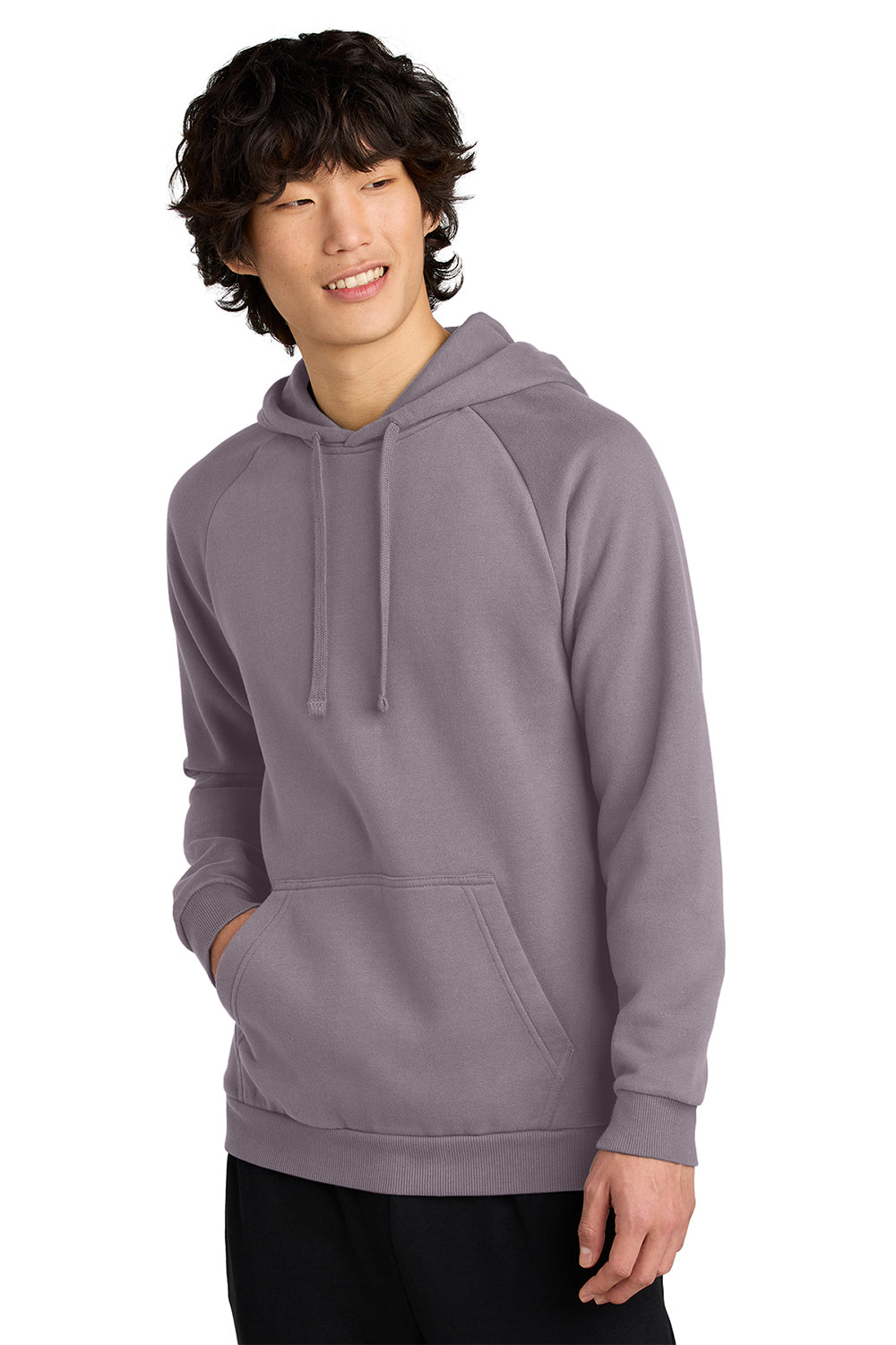 District DT7800 Mens Cloud Fleece Hooded Sweatshirt Hoodie Smoky Amethyst Model Front