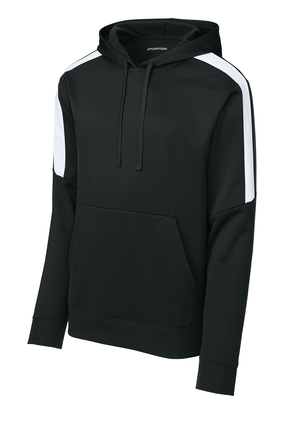 Sport-Tek ST255 Mens Sport-Wick United Fleece Hooded Sweatshirt Hoodie Black/White Flat Front