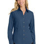 Port Authority Womens Easy Care Wrinkle Resistant Long Sleeve Button Down Shirt - Deep Blue