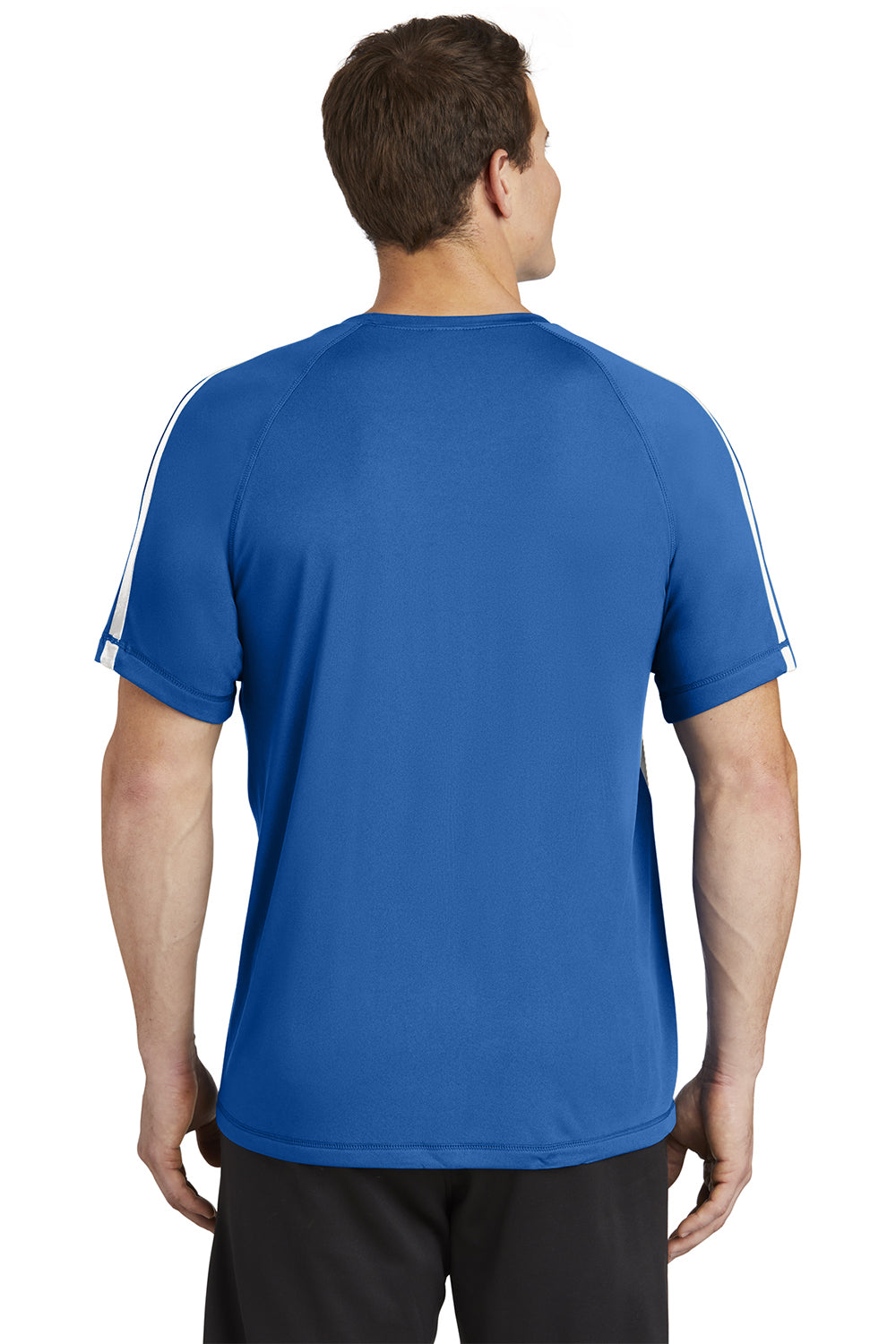 Sport-Tek ST351 Mens Competitor Moisture Wicking Short Sleeve Crewneck T-Shirt True Royal Blue/White Model Back