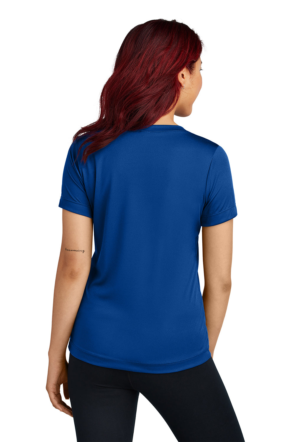 Sport-Tek LST353 Womens Competitor Moisture Wicking Short Sleeve V-Neck T-Shirt True Royal Blue Model Back