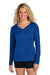 Sport-Tek LST353LS Womens Competitor Moisture Wicking Long Sleeve V-Neck T-Shirt True Royal Blue Model Front