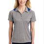 Sport-Tek Womens Heather Contender Moisture Wicking Short Sleeve Polo Shirt - Heather Vintage Grey/True Royal Blue