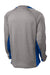 Sport-Tek ST361LS Mens Contender Heather Moisture Wicking Long Sleeve Crewneck T-Shirt Heather Vintage Grey/True Royal Blue Flat Back