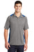 Sport-Tek ST665 Mens Heather Contender Moisture Wicking Short Sleeve Polo Shirt Heather Vintage Grey/True Royal Blue Model Front