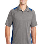 Sport-Tek Mens Heather Contender Moisture Wicking Short Sleeve Polo Shirt - Heather Vintage Grey/True Royal Blue - NEW