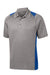 Sport-Tek ST665 Mens Heather Contender Moisture Wicking Short Sleeve Polo Shirt Heather Vintage Grey/True Royal Blue Flat Front