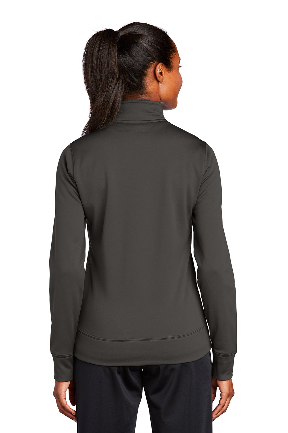 Sport-Tek LST241 Womens Sport-Wick Moisture Wicking Fleece Full Zip Sweatshirt Iron Grey Model Back