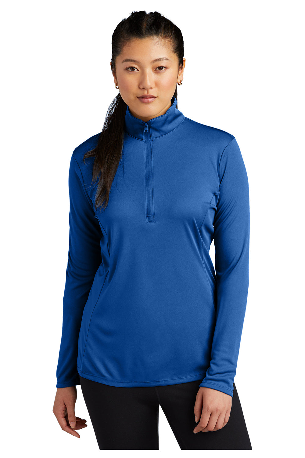 Sport-Tek LST357 Womens Competitor Moisture Wicking 1/4 Zip Sweatshirt True Royal Blue Model Front