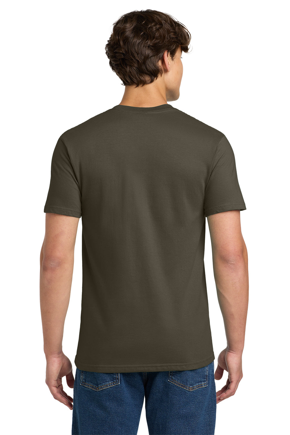 Gildan H000 Mens Hammer Short Sleeve Crewneck T-Shirt Olive Green Model Back