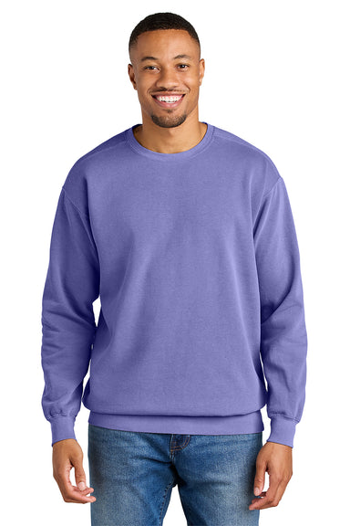 Comfort Colors 1566 Mens Crewneck Sweatshirt Violet Purple Model Front