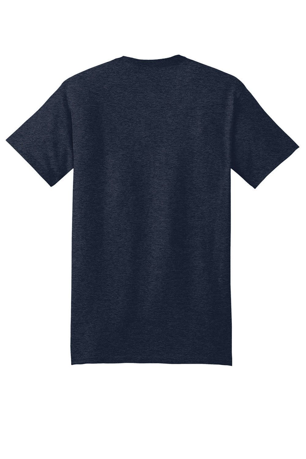 Hanes 5180/518T Mens Beefy-T Short Sleeve Crewneck T-Shirt Heather Navy Blue Flat Back