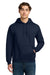 Gildan 12500/G125 Mens DryBlend Moisture Wicking Hooded Sweatshirt Hoodie w/ Pouch Pocket Navy Blue Model Front