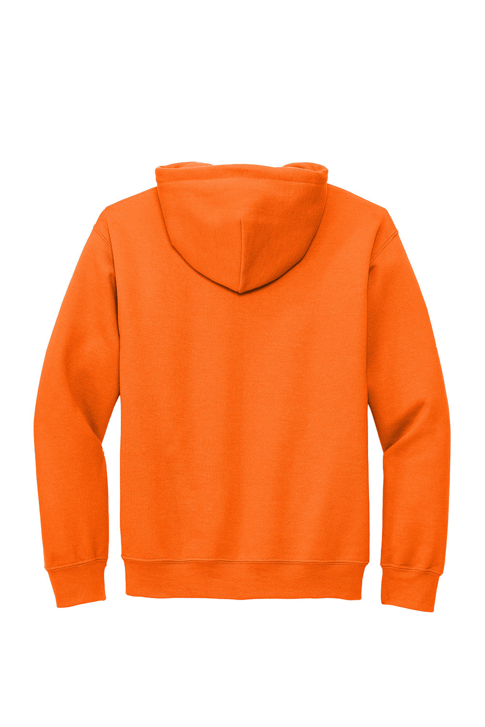 Gildan 12500/G125 Mens DryBlend Moisture Wicking Hooded Sweatshirt Hoodie w/ Pouch Pocket Safety Orange Flat Back