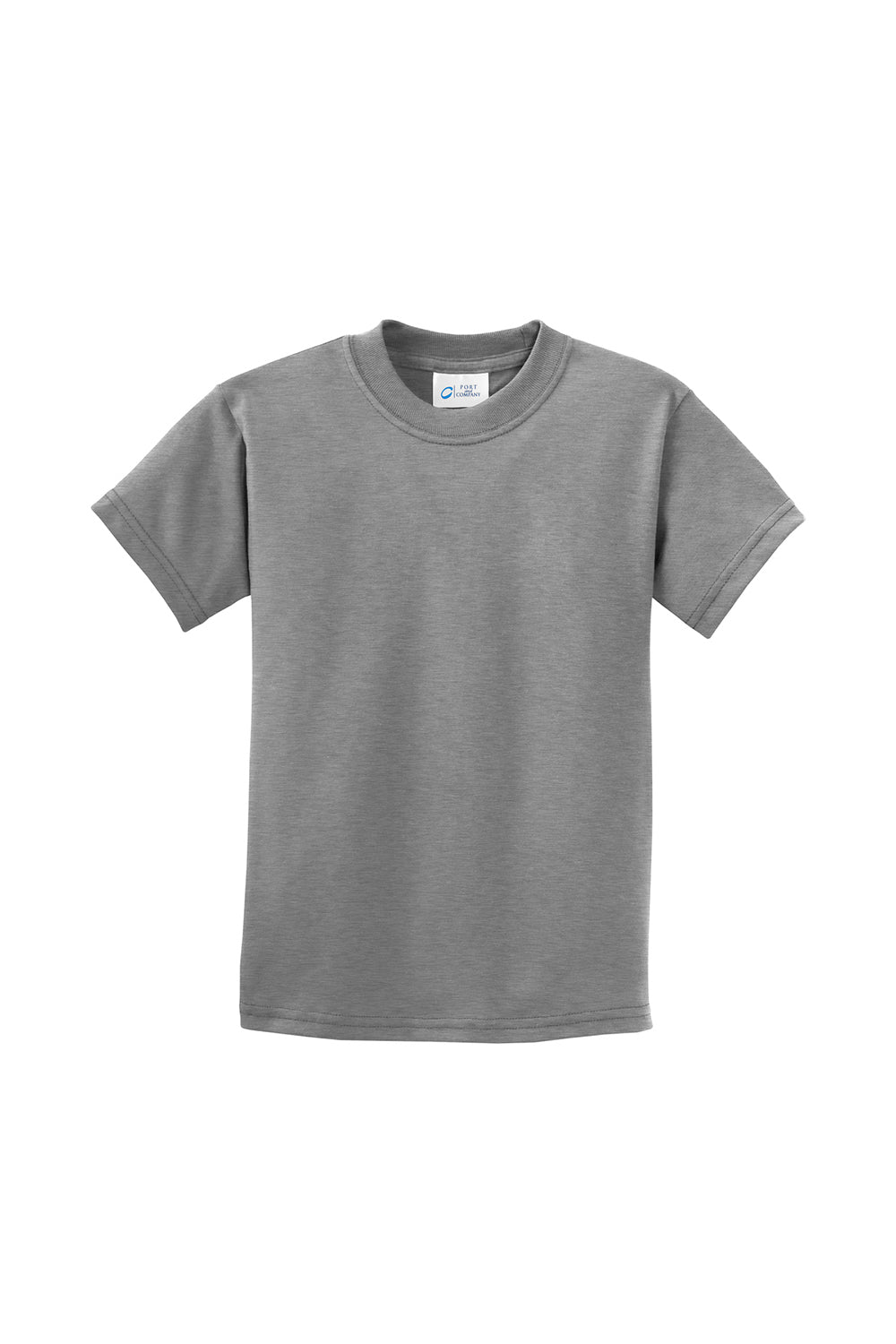 Port & Company PC61Y Youth Essential Short Sleeve Crewneck T-Shirt Heather Grey Flat Front