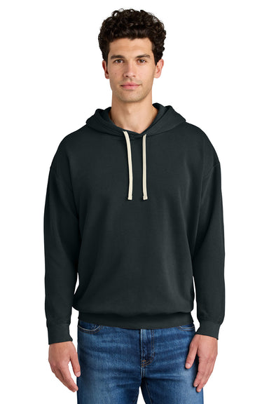 Comfort Colors 1467 Mens Garment Dyed Fleece Hooded Sweatshirt Hoodie Black Model Front