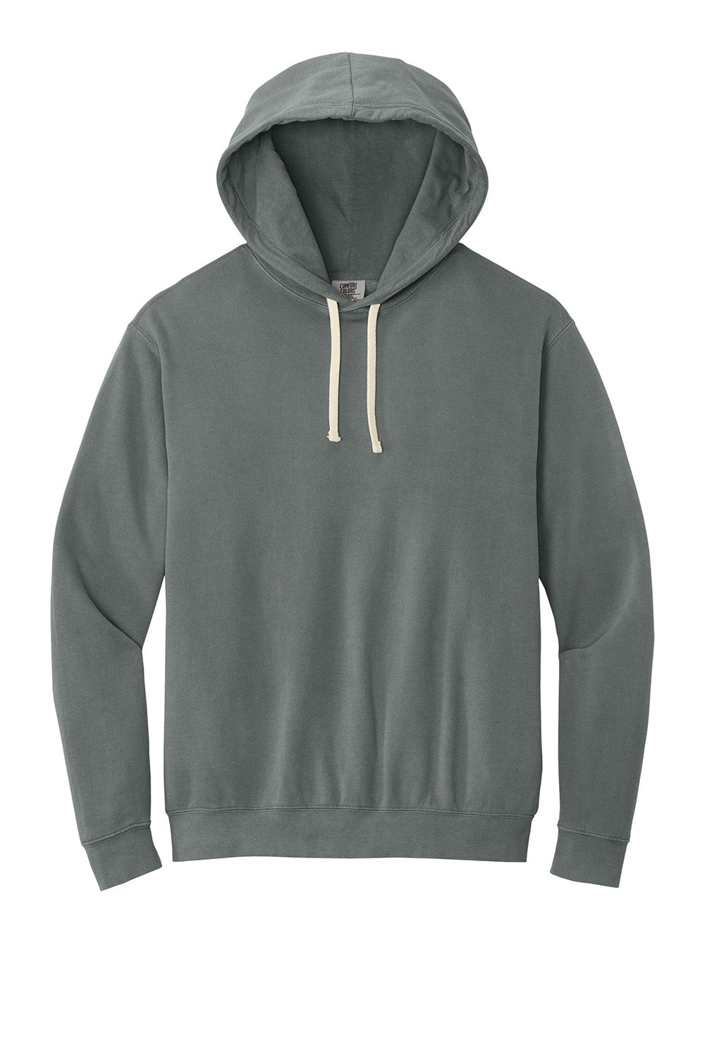 Comfort Colors 1467 Mens Garment Dyed Fleece Hooded Sweatshirt Hoodie Grey Flat Front