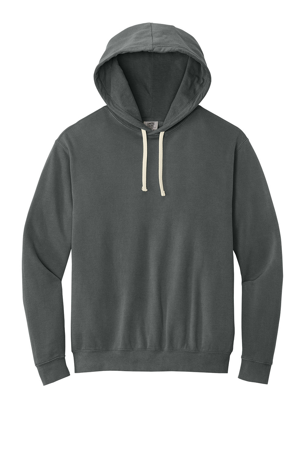 Comfort Colors 1467 Mens Garment Dyed Fleece Hooded Sweatshirt Hoodie Pepper Grey Flat Front