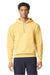 Comfort Colors 1467 Mens Garment Dyed Fleece Hooded Sweatshirt Hoodie Butter Yellow Model Front