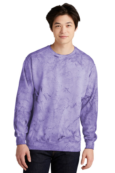 Comfort Colors 1545 Mens Color Blast Crewneck Sweatshirt Amethyst Purple Model Front