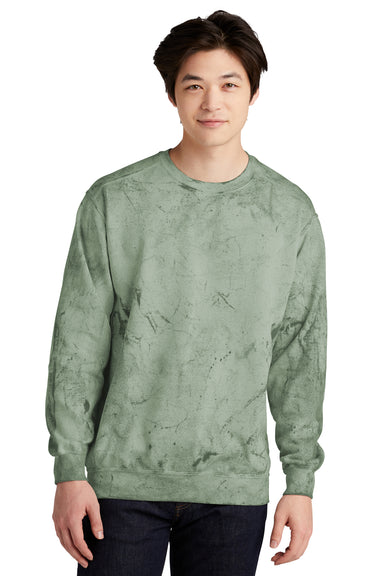 Comfort Colors 1545 Mens Color Blast Crewneck Sweatshirt Fern Green Model Front