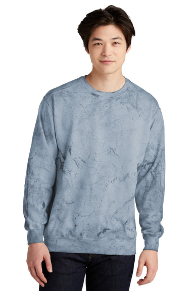 Comfort Colors 1545 Mens Color Blast Crewneck Sweatshirt Ocean Blue Model Front