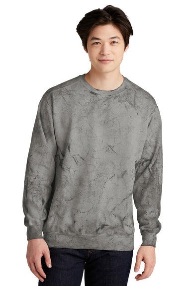 Comfort Colors 1545 Mens Color Blast Crewneck Sweatshirt Smoke Grey Model Front