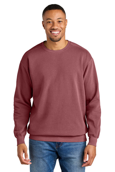 Comfort Colors 1566 Mens Crewneck Sweatshirt Crimson Red Model Front