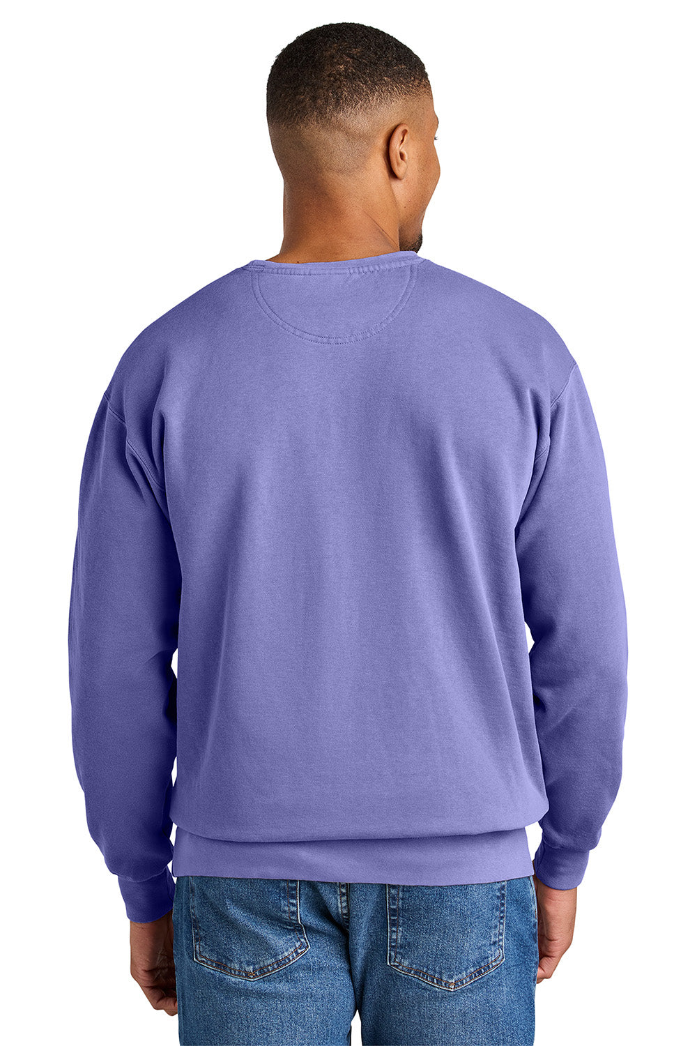 Comfort Colors 1566 Mens Crewneck Sweatshirt Violet Purple Model Back