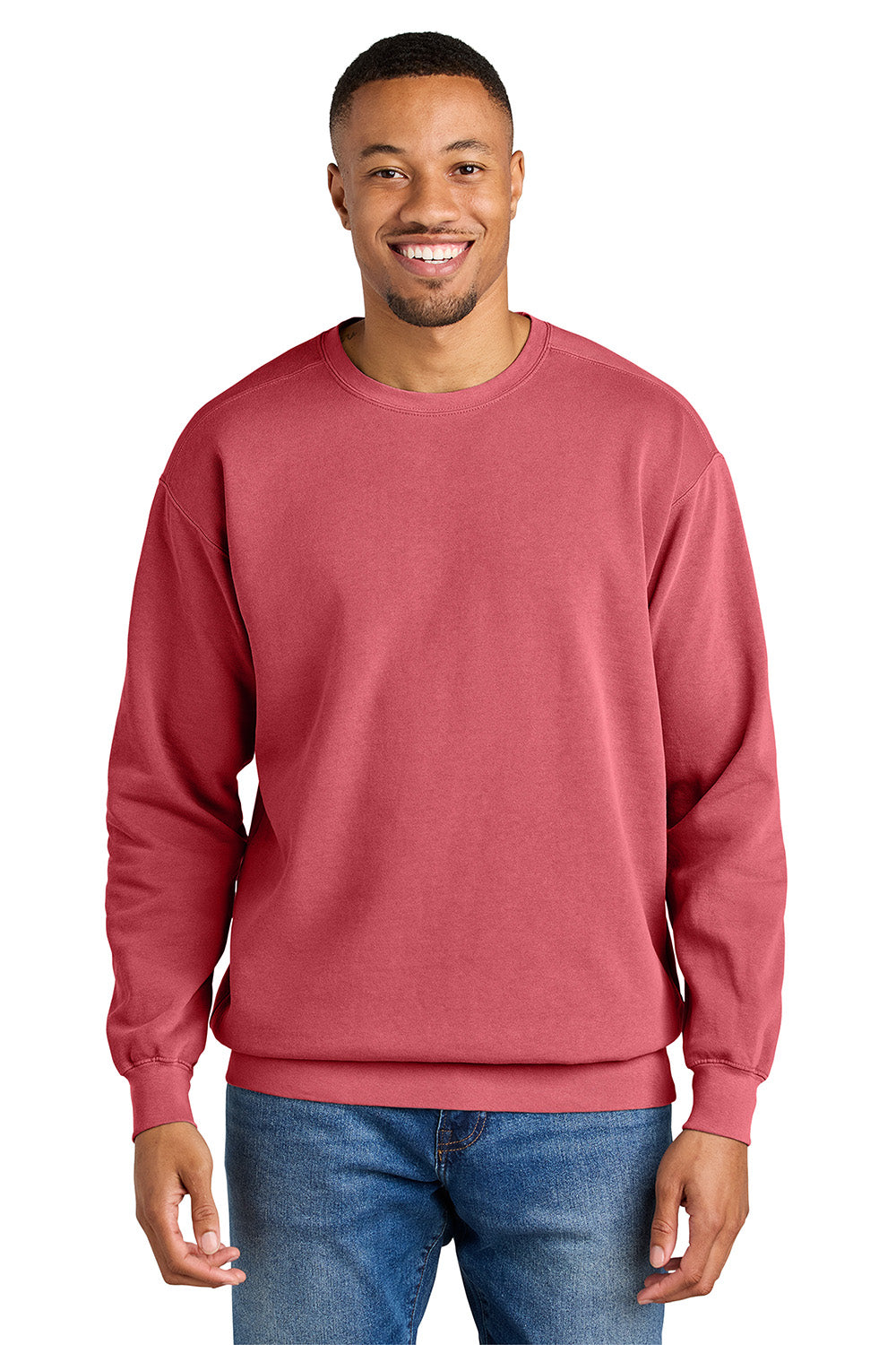 Comfort Colors 1566 Mens Crewneck Sweatshirt Watermelon Pink Model Front