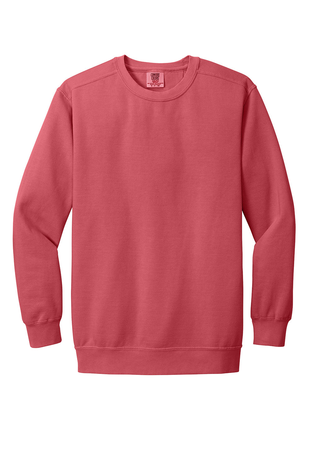 Comfort Colors 1566 Mens Crewneck Sweatshirt Watermelon Pink Flat Front