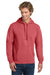 Comfort Colors 1567 Mens Hooded Sweatshirt Hoodie w/ Pouch Pocket Crimson Red Model Front