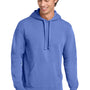 Comfort Colors Mens Hooded Sweatshirt Hoodie w/ Pouch Pocket - Flo Blue