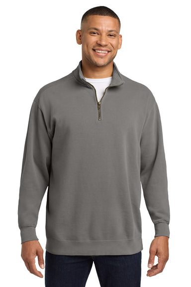 Comfort Colors 1580 Mens 1/4 Zip Sweatshirt Grey Model Front