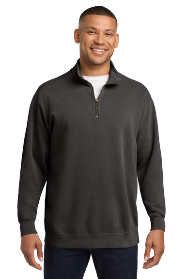 Comfort Colors 1580 Mens 1/4 Zip Sweatshirt Pepper Grey Model Front