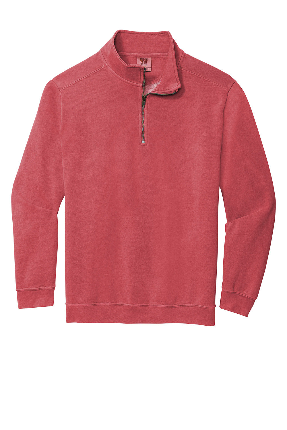 Comfort Colors 1580 Mens 1/4 Zip Sweatshirt Crimson Red Flat Front