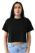 Next Level 1580NL Womens Ideal Crop Short Sleeve Crewneck T-Shirt Black Model Front