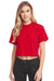 Next Level 1580NL Womens Ideal Crop Short Sleeve Crewneck T-Shirt Red Model Front