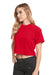 Next Level 1580NL Womens Ideal Crop Short Sleeve Crewneck T-Shirt Red Model Side