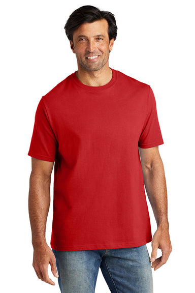 Volunteer Knitwear VL100 Mens USA Made All American Short Sleeve Crewneck T-Shirt Flag Red Model Front