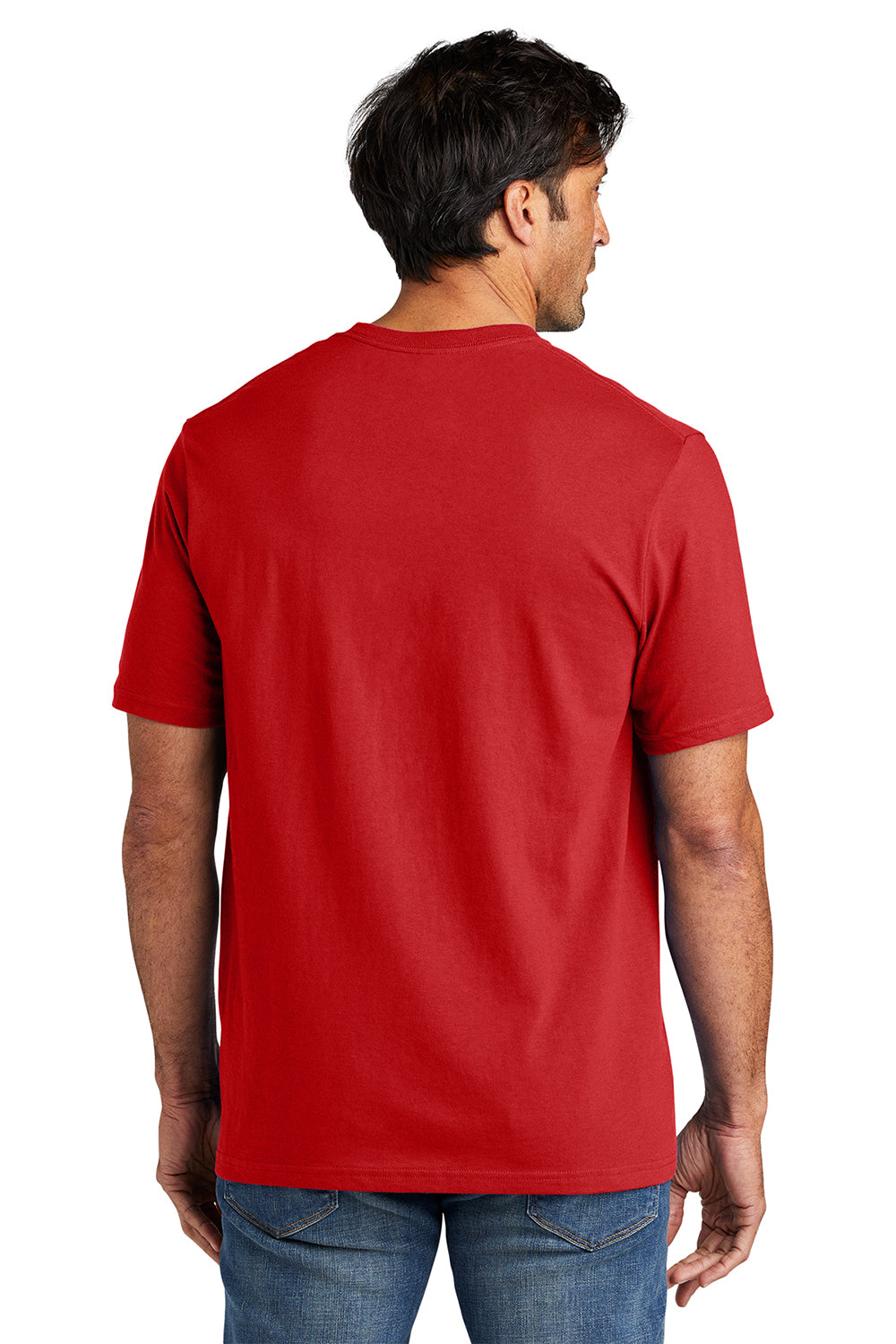 Volunteer Knitwear VL100 Mens USA Made All American Short Sleeve Crewneck T-Shirt Flag Red Model Back