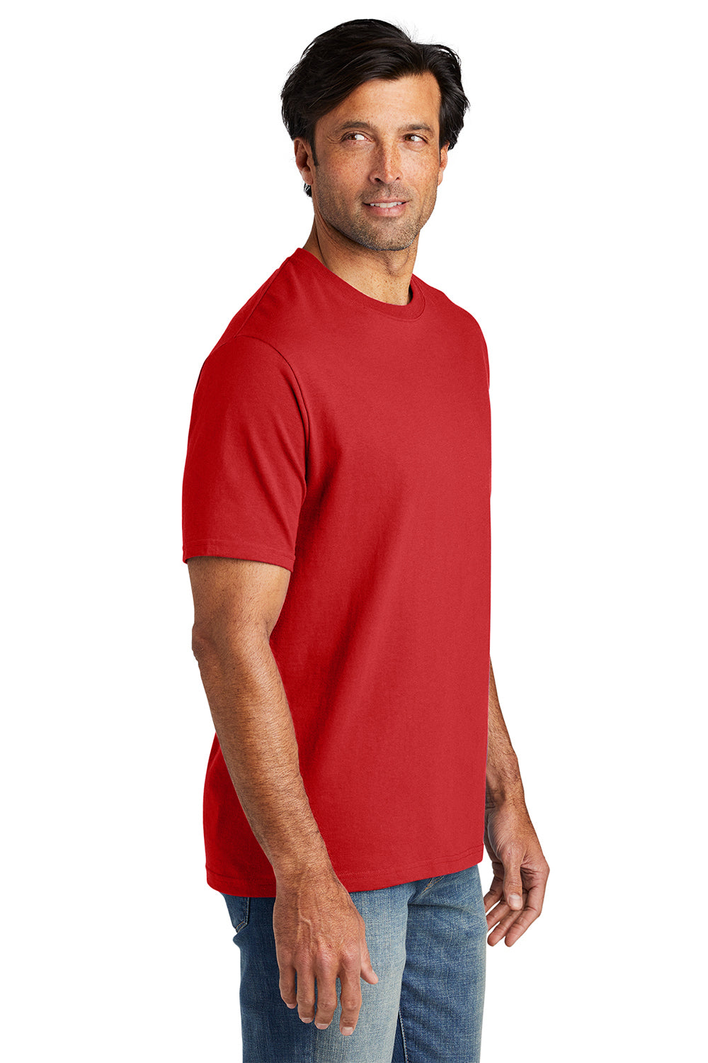 Volunteer Knitwear VL100 Mens USA Made All American Short Sleeve Crewneck T-Shirt Flag Red Model Side