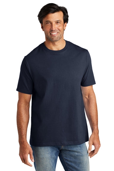 Volunteer Knitwear VL100 Mens USA Made All American Short Sleeve Crewneck T-Shirt Strong Navy Blue Model Front