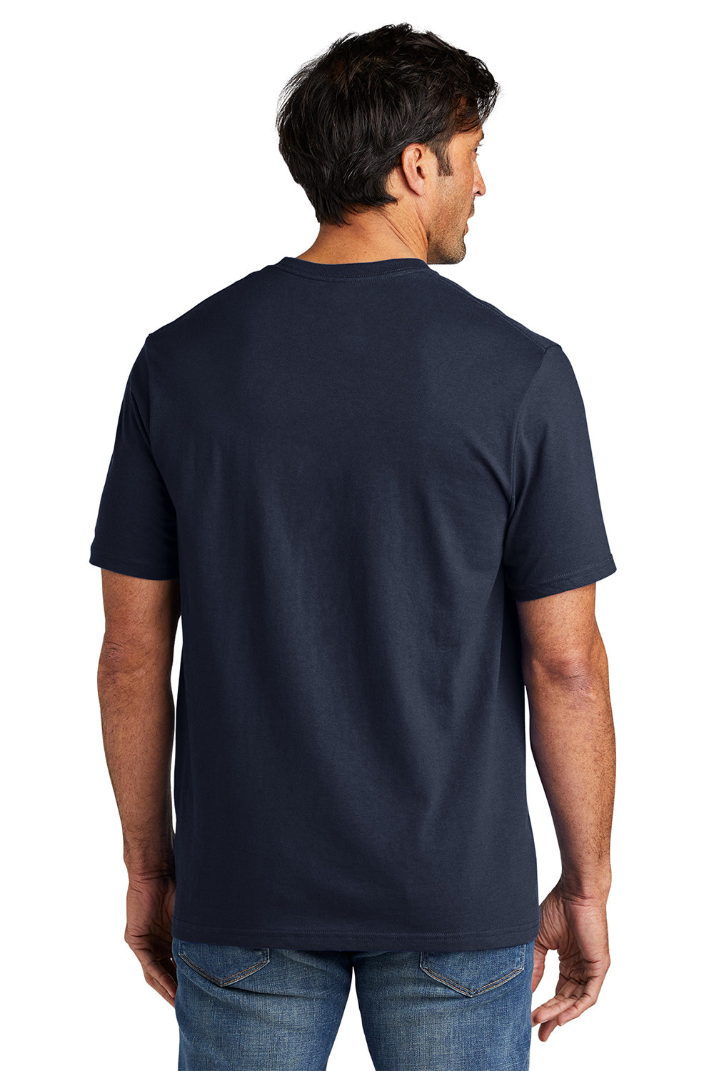 Volunteer Knitwear VL100 Mens USA Made All American Short Sleeve Crewneck T-Shirt Strong Navy Blue Model Back