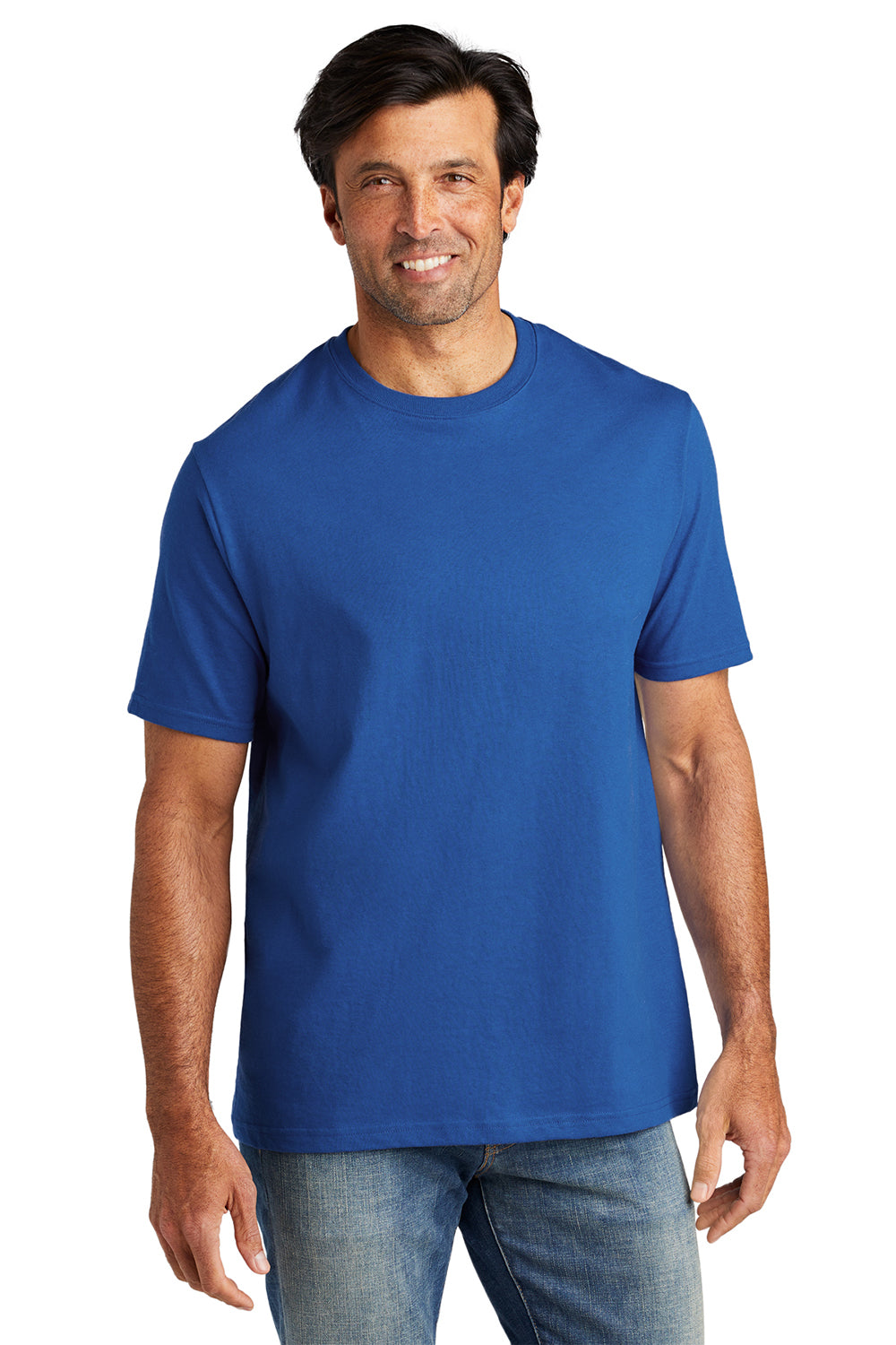 Volunteer Knitwear VL100 Mens USA Made All American Short Sleeve Crewneck T-Shirt True Royal Blue Model Front